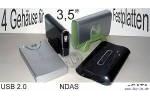 Vier HDD-Gehuse fr USB 20 eSATA und NDAS